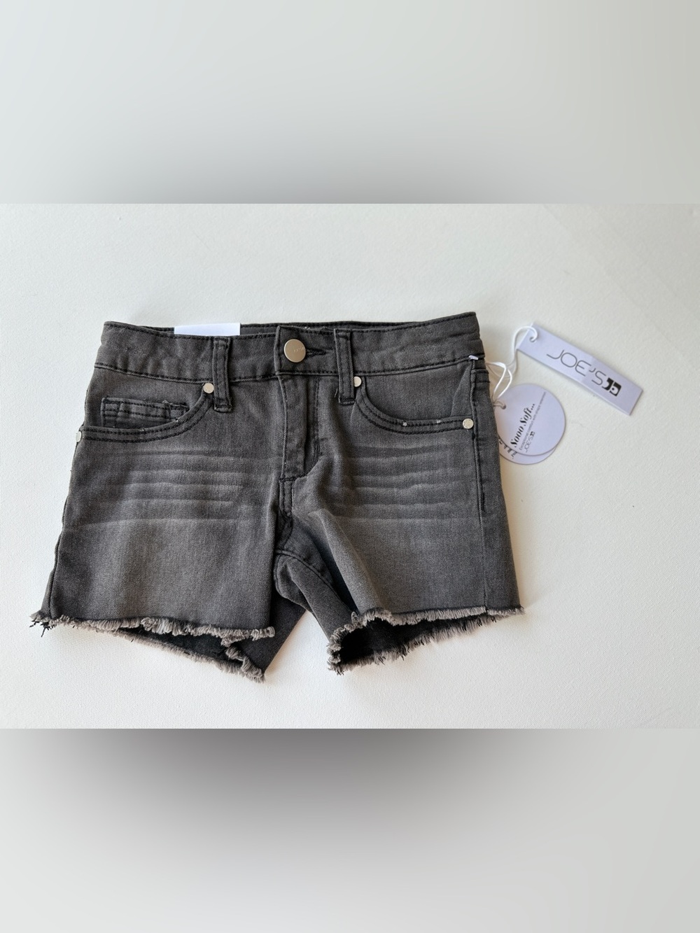 Joe's Jeans Girls Markie  Mid Rise Black Frayed Hem Denim Shorts 7